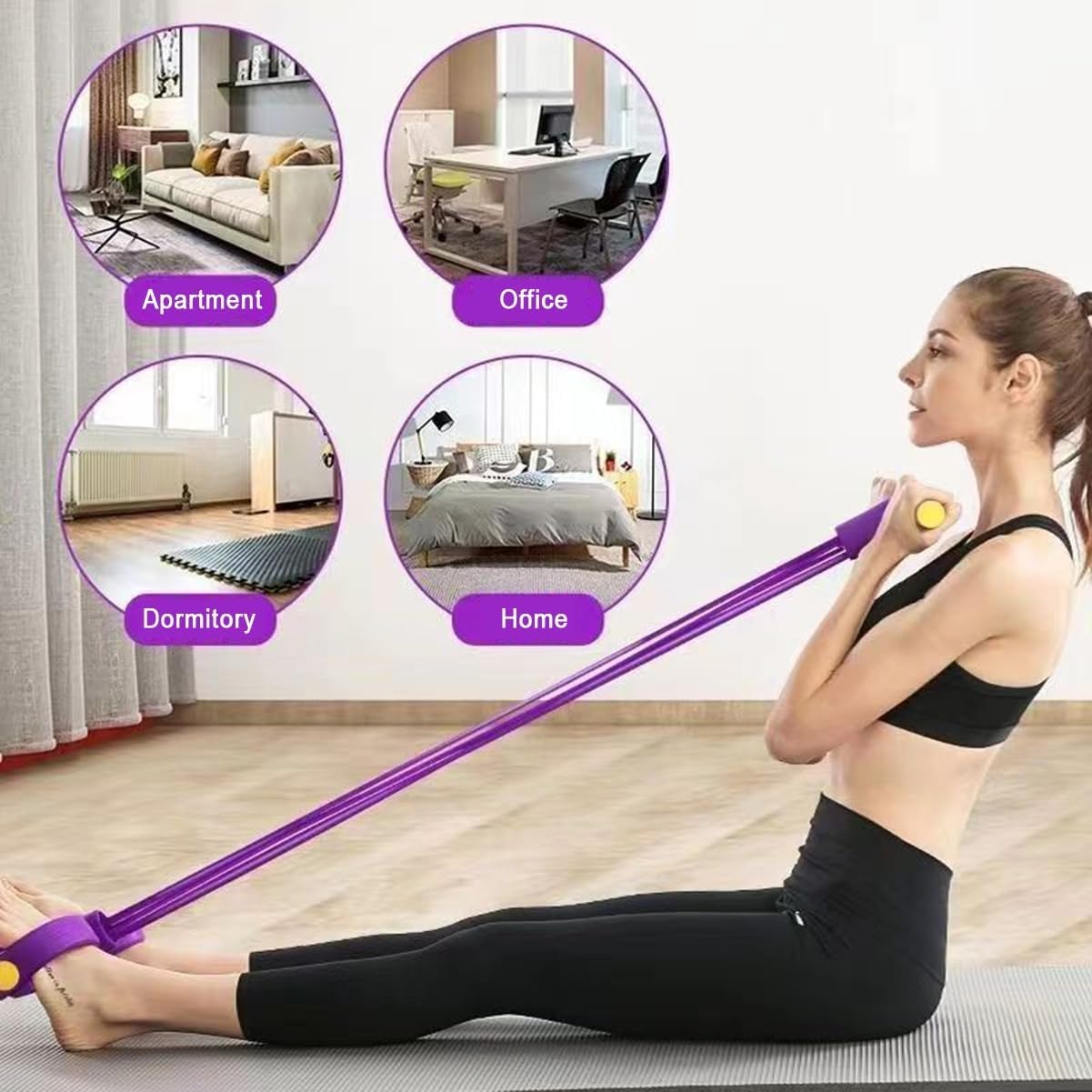 Home Gym Resistance Machine - ชุดยางยืดออกกำลังกาย 21 เส้น - ที่ดึงข้อเท้าแบบ 6