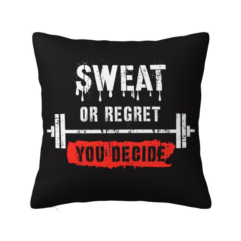 Home Gym Yes Or No - เหงื่อหรือเสียใจคุณตัดสินใจยิมปลอกหมอนอิง 45*45 ซม.ตกแต่งบ้านเพาะกายคำคมปลอกหมอนอิงโพลีเอสเตอร์ปลอกหมอน