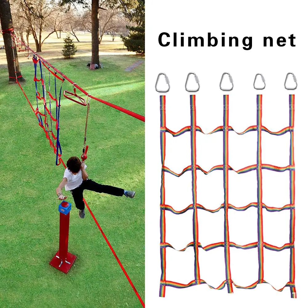 Home Gym For Kids - 250กก.กลางแจ้งเด็กปีนเขาสุทธิสายรุ้งริบบิ้นสุทธิทางกายภาพการฝึกอบรมปีนเขาสุทธิสนามเด็กเล่นSwingแขวนบันได